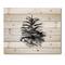 Designart - Conifer Cone Monochrome - Traditional Print on Natural Pine Wood